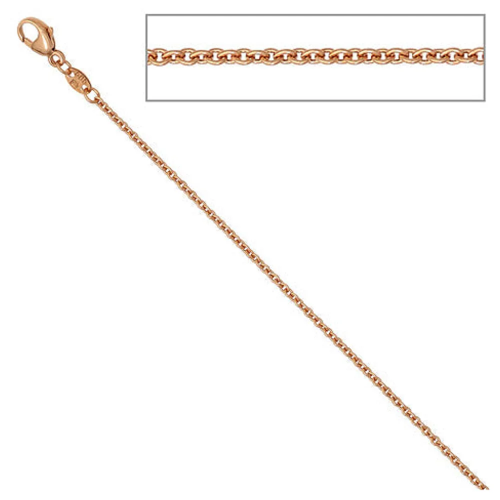 Ankerkette 585 Rotgold 1 5 mm 42 cm Gold Kette Halskette Rotgoldkette Karabiner