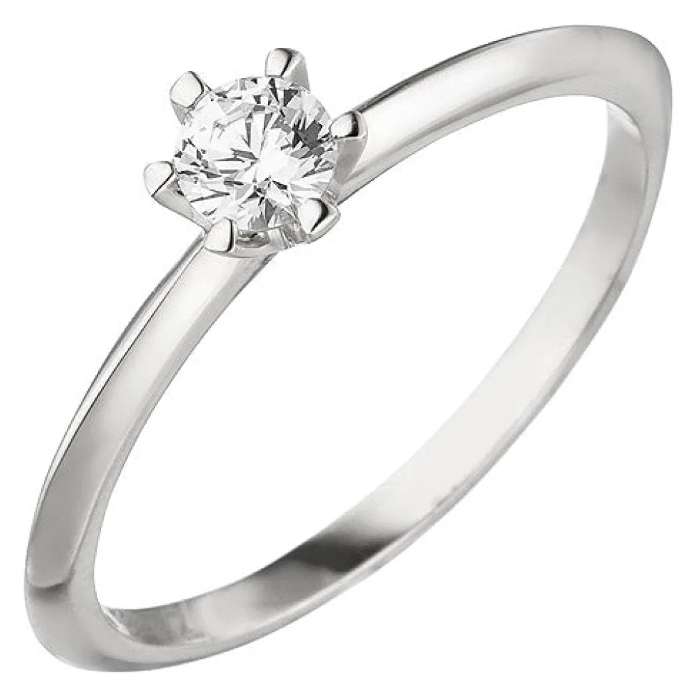 Damen Ring 585 Gold Weißgold 1 Diamant Brillant 0 15 ct. Diamantring Solitär-58