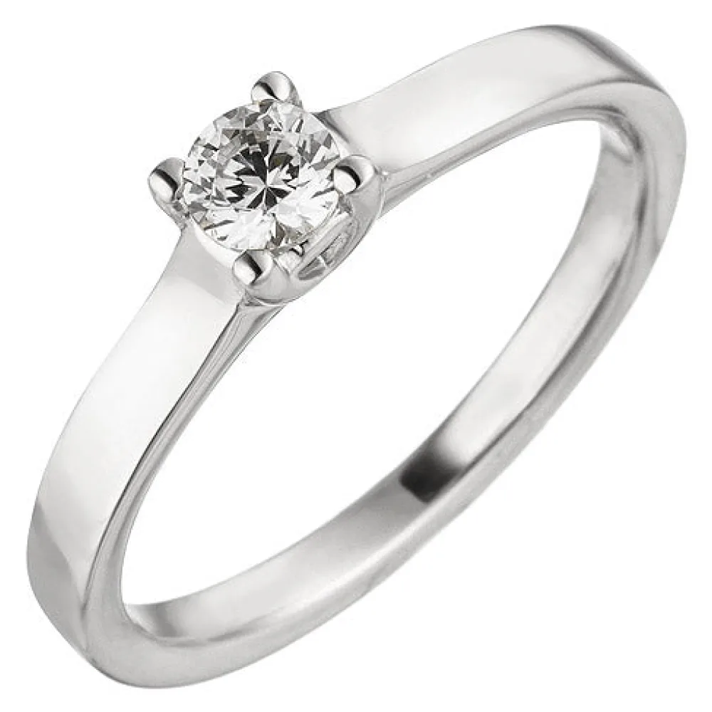 Damen Ring 585 Gold Weißgold 1 Diamant Brillant 0 25 ct. Diamantring Solitär-60