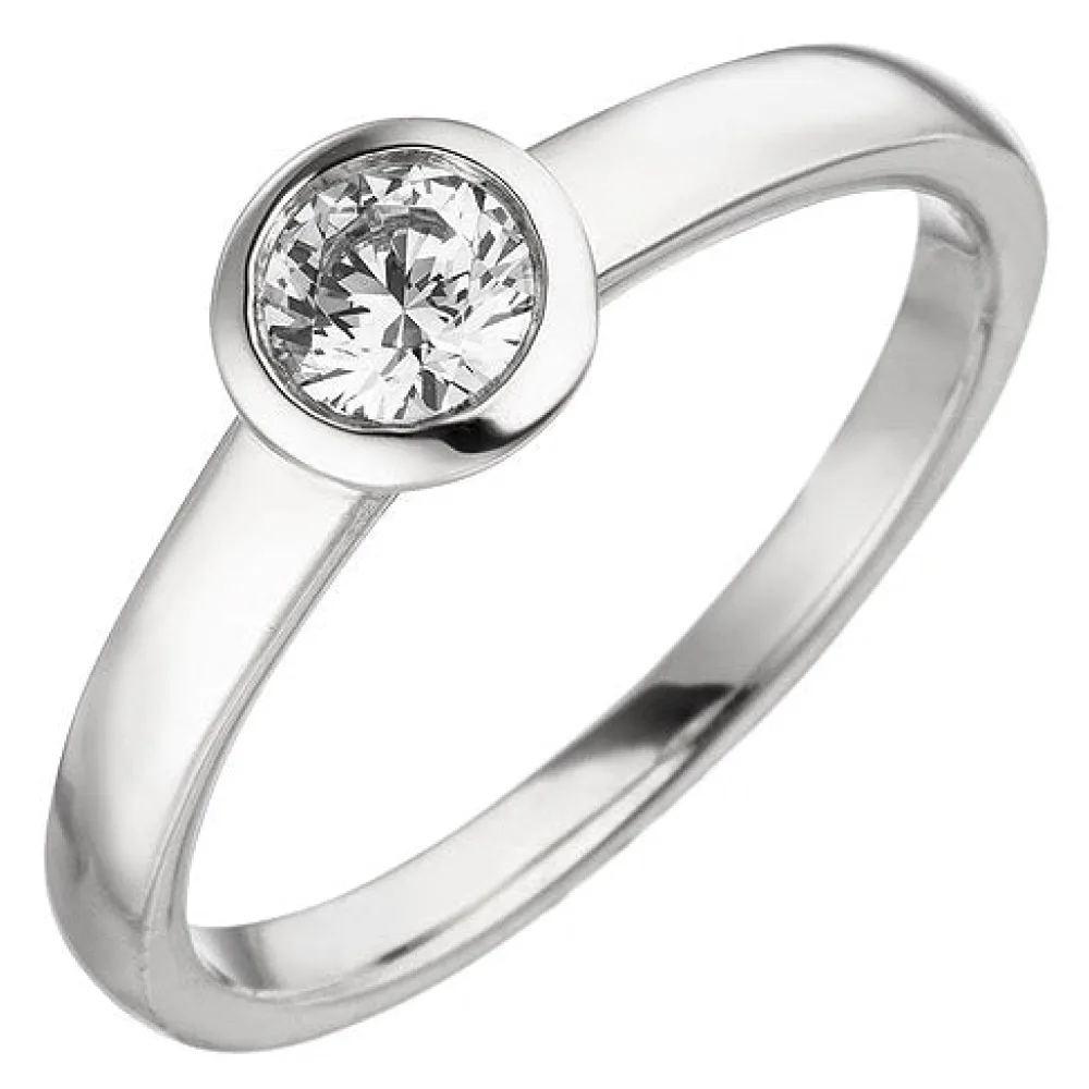 Damen Ring 585 Gold Weißgold 1 Diamant Brillant 0 25 ct. Diamantring Solitär-58