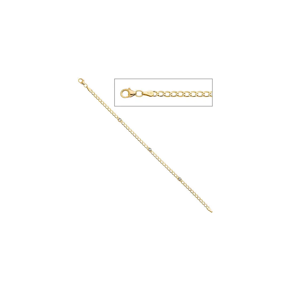 Armband 333 Gold Gelbgold 3 Blautopase hellblau blau 19 cm Goldarmband Karabiner