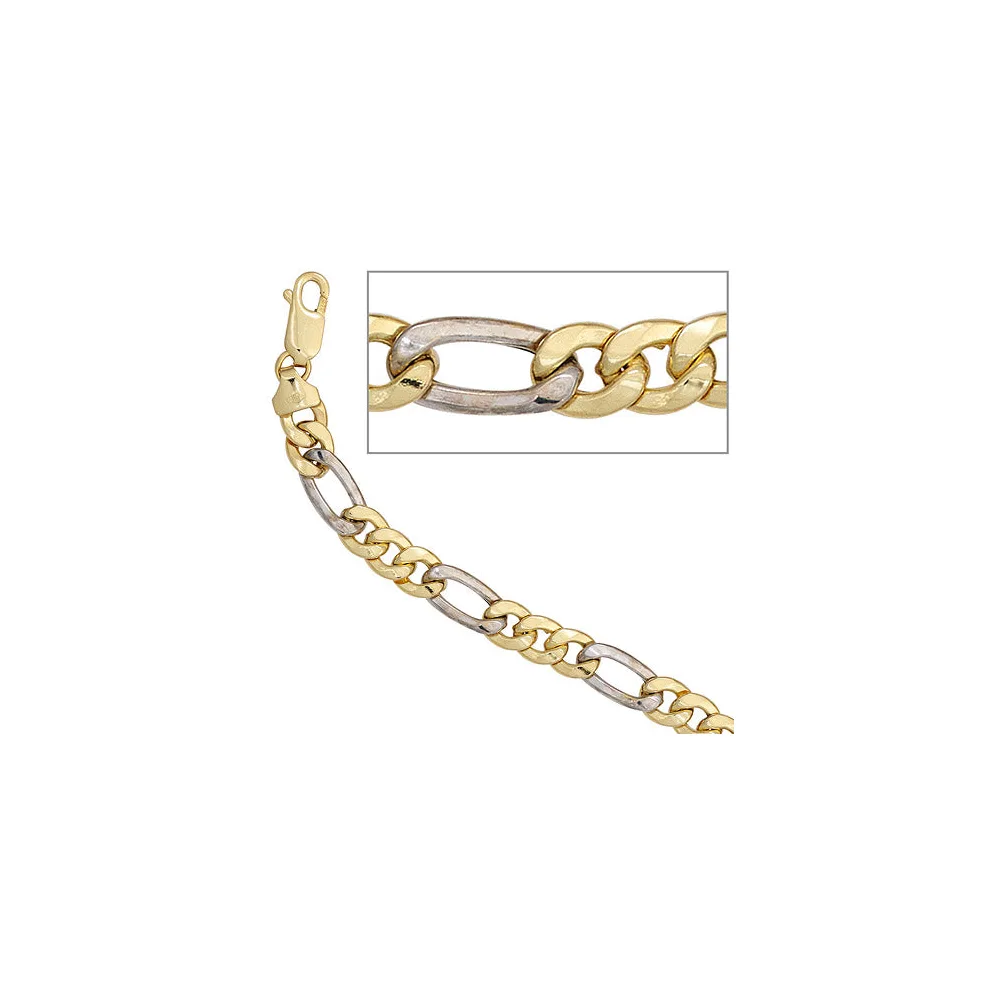 Figaroarmband 333 Gold Gelbgold Weißgold bicolor 19 cm Armband Karabiner