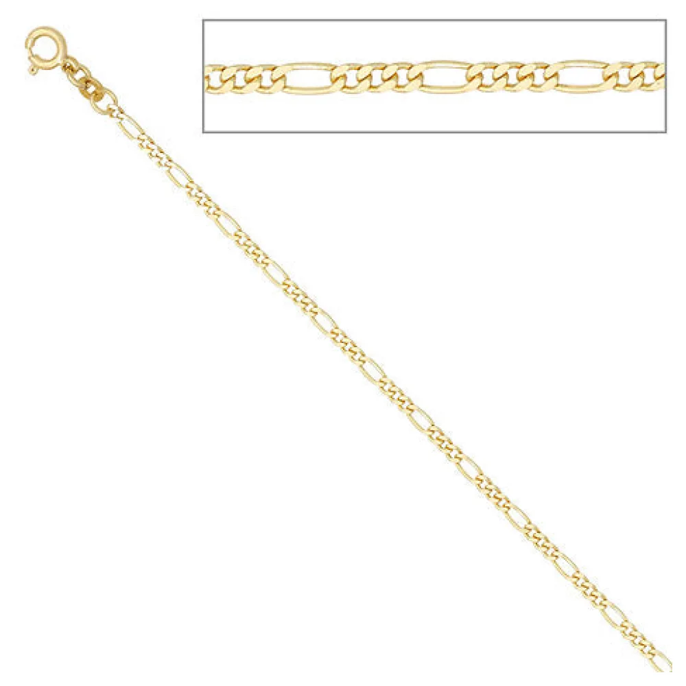 Figarokette 333 Gelbgold 2 3 mm 45 cm Gold Kette Halskette Goldkette Federring
