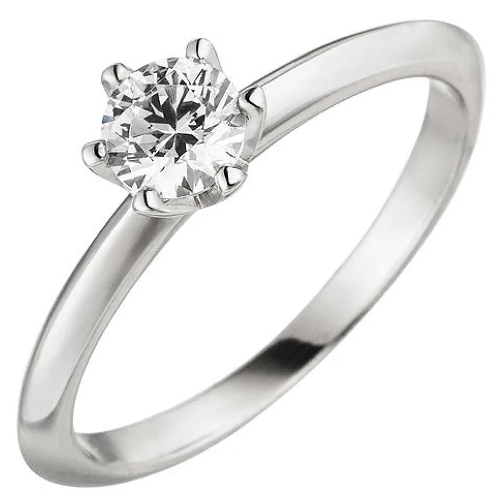 Damen Ring 585 Gold Weißgold 1 Diamant Brillant 0 50 ct. Diamantring Solitär-58