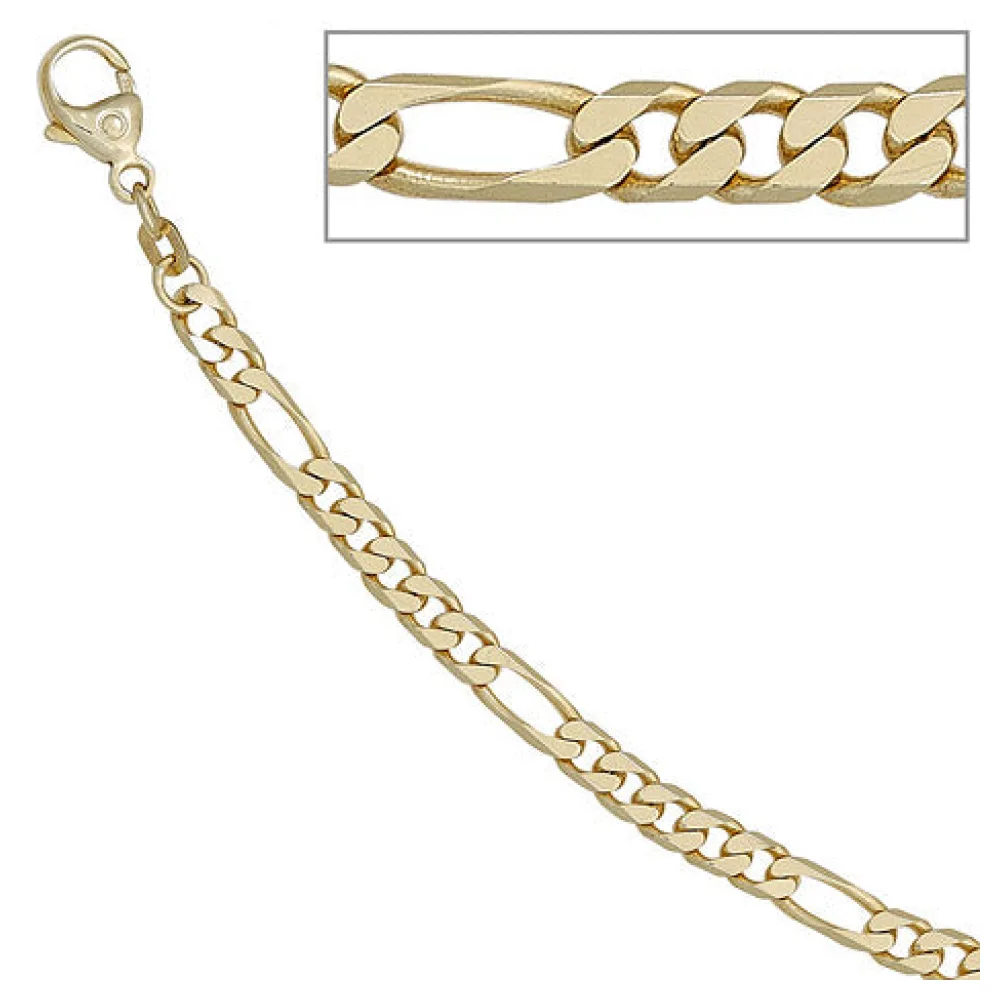 Figarokette 585 Gelbgold 4 4 mm 45 cm Gold Kette Halskette Goldkette Karabiner