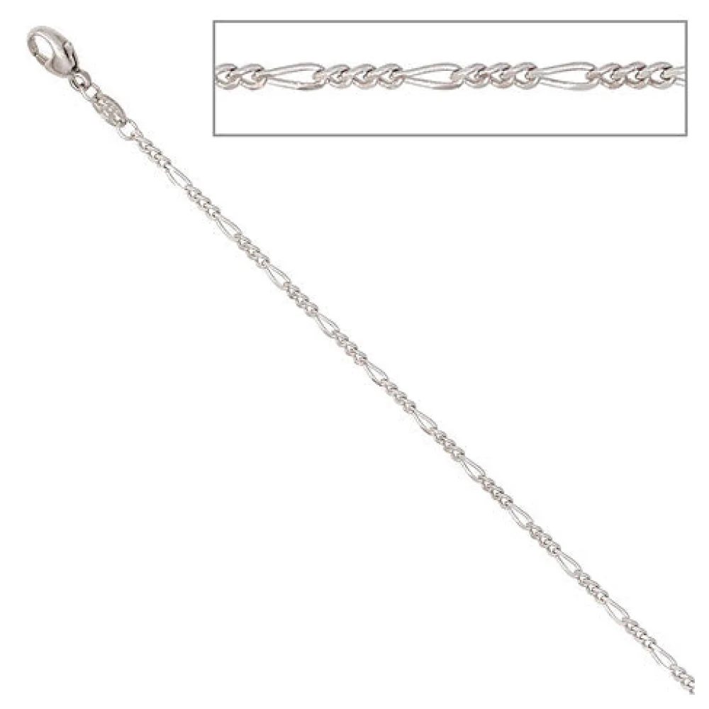 Figarokette 585 Weißgold 1 7 mm 45 cm Gold Kette Halskette Weißgoldkette
