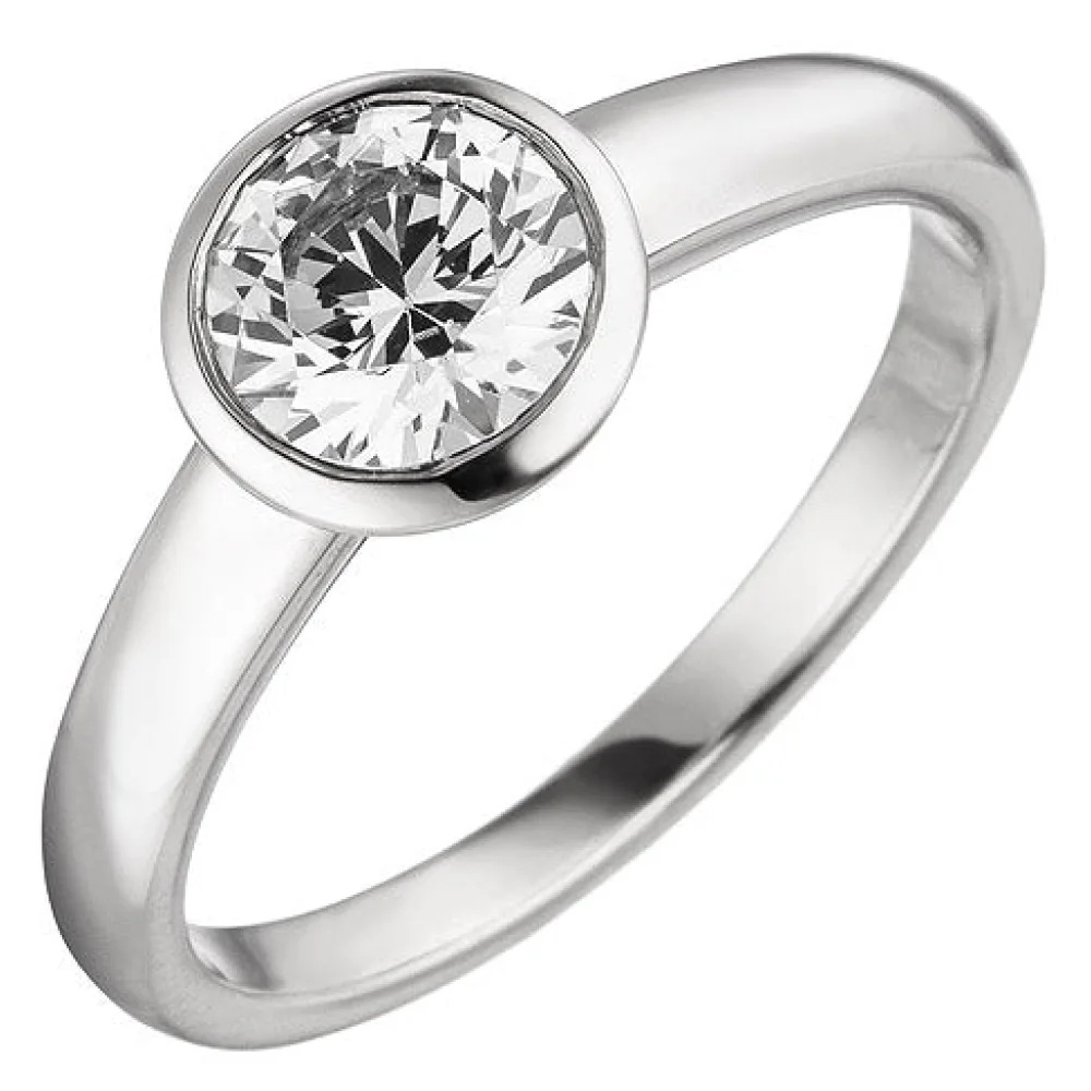 Damen Ring 585 Gold Weißgold 1 Diamant Brillant 1 0 ct. Diamantring Solitär-58