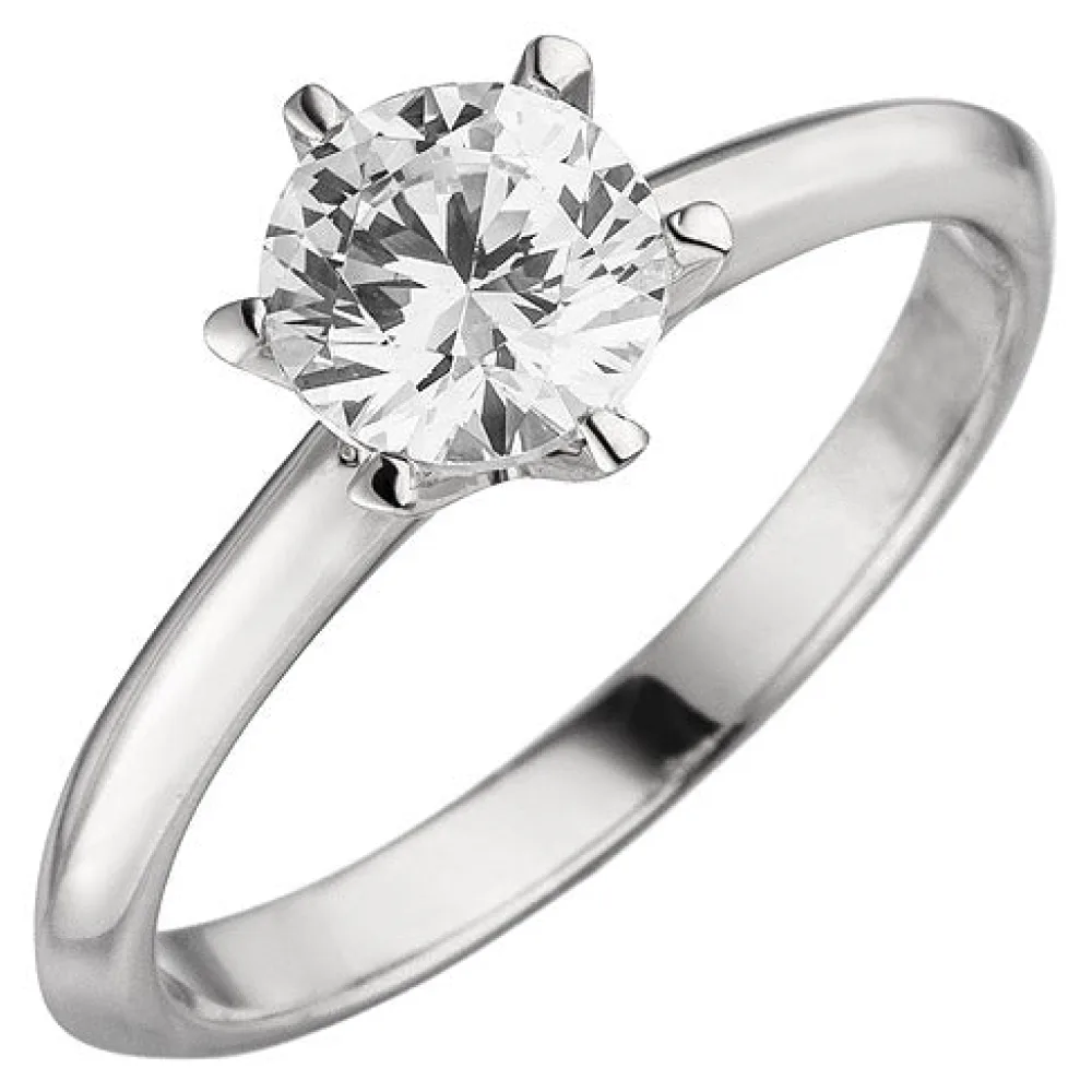 Damen Ring 585 Gold Weißgold 1 Diamant Brillant 1 0 ct. Diamantring Solitär-58