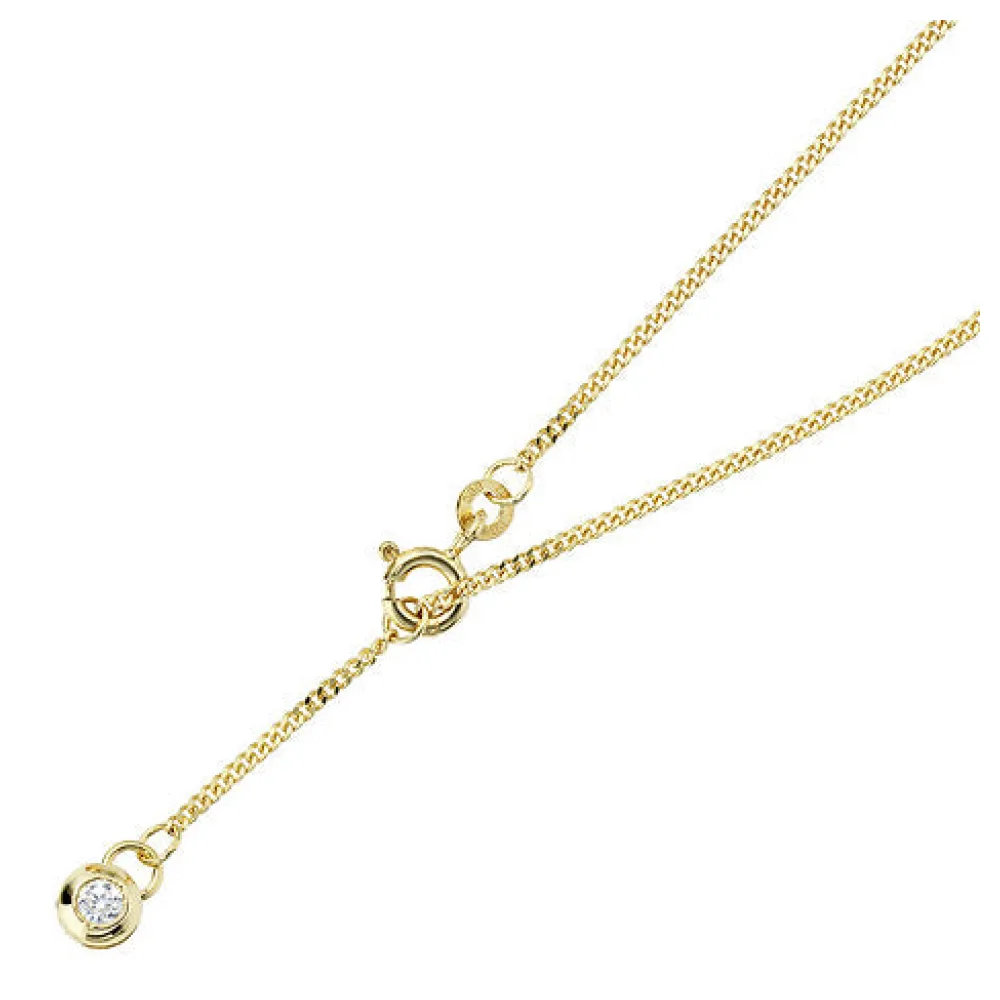 Fußkettchen Fußkette 333 Gold Gelbgold 1 Zirkonia 25 cm Federring