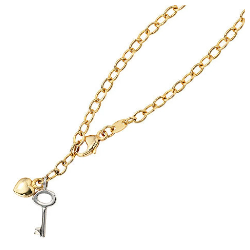 Fußkettchen Fußkette 585 Gold Gelbgold Weißgold bicolor 26 cm Karabiner
