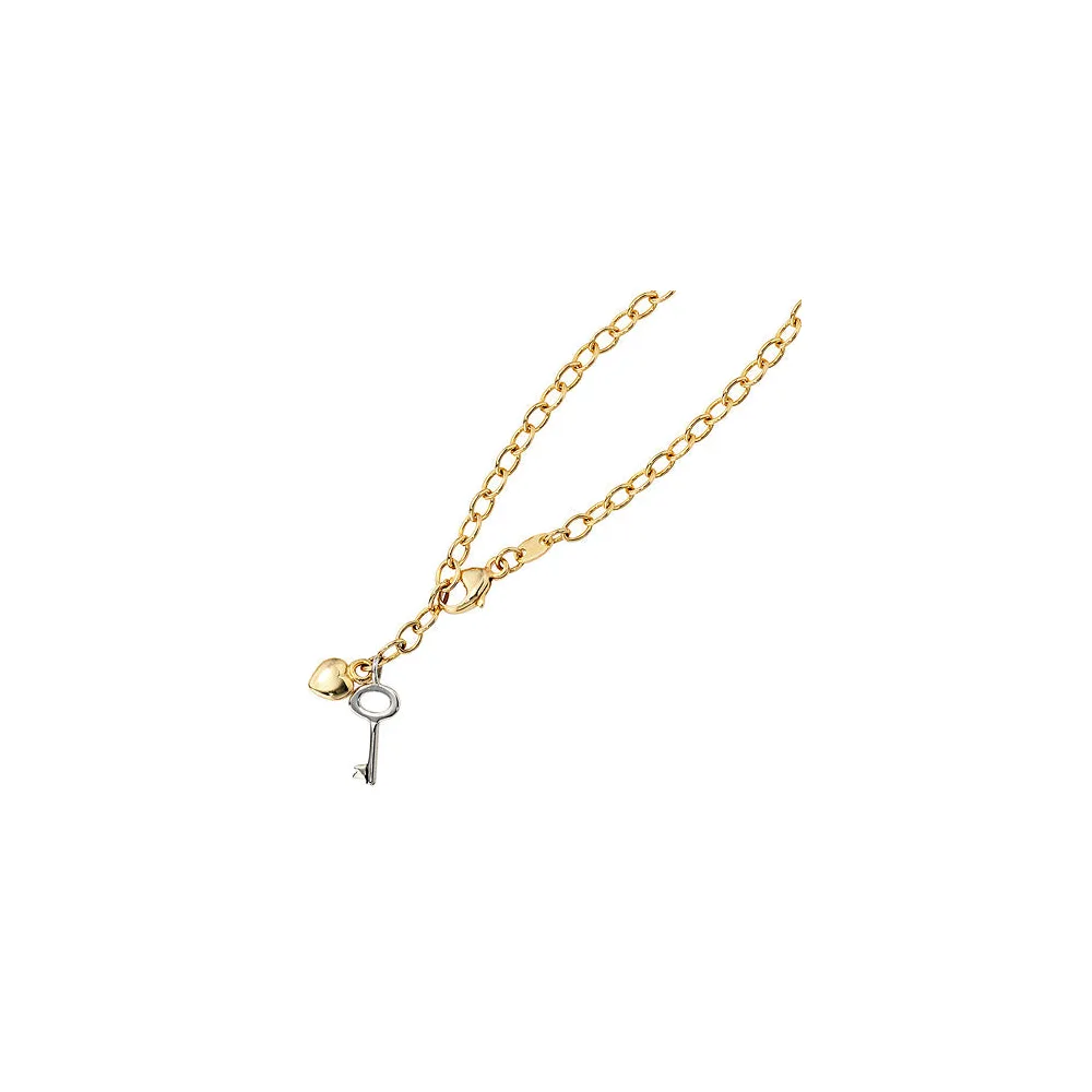 Fußkettchen Fußkette 585 Gold Gelbgold Weißgold bicolor 26 cm Karabiner
