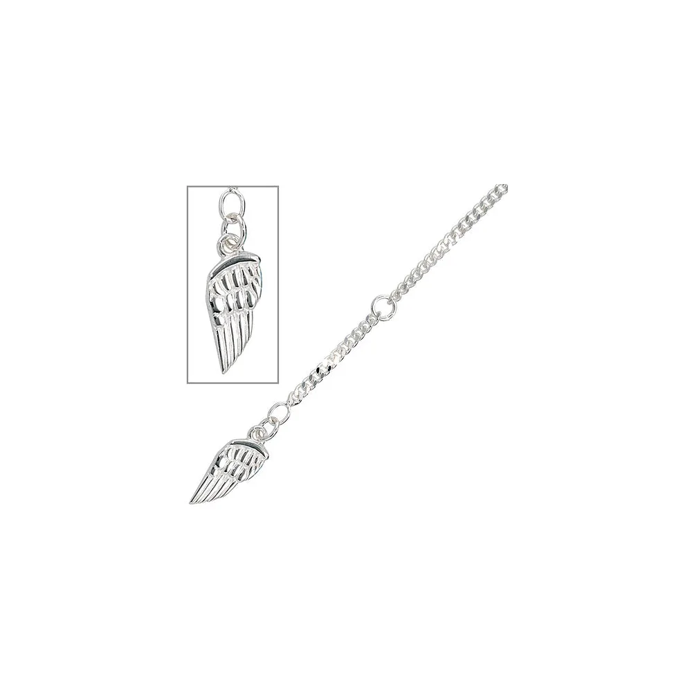 Fußkettchen Fußkette Flügel 925 Sterling Silber rhodiniert Federring