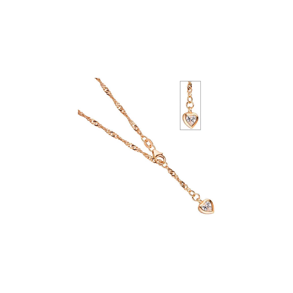 Fußkettchen Fußkette Herz 925 Silber rotgold vergoldet 2 2 mm 25 cm Karabiner