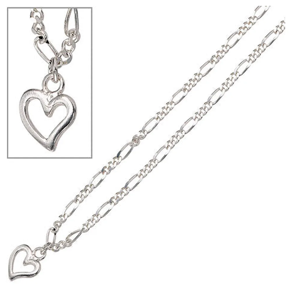 Fußkettchen Fußkette Herz 925 Sterling Silber Federring