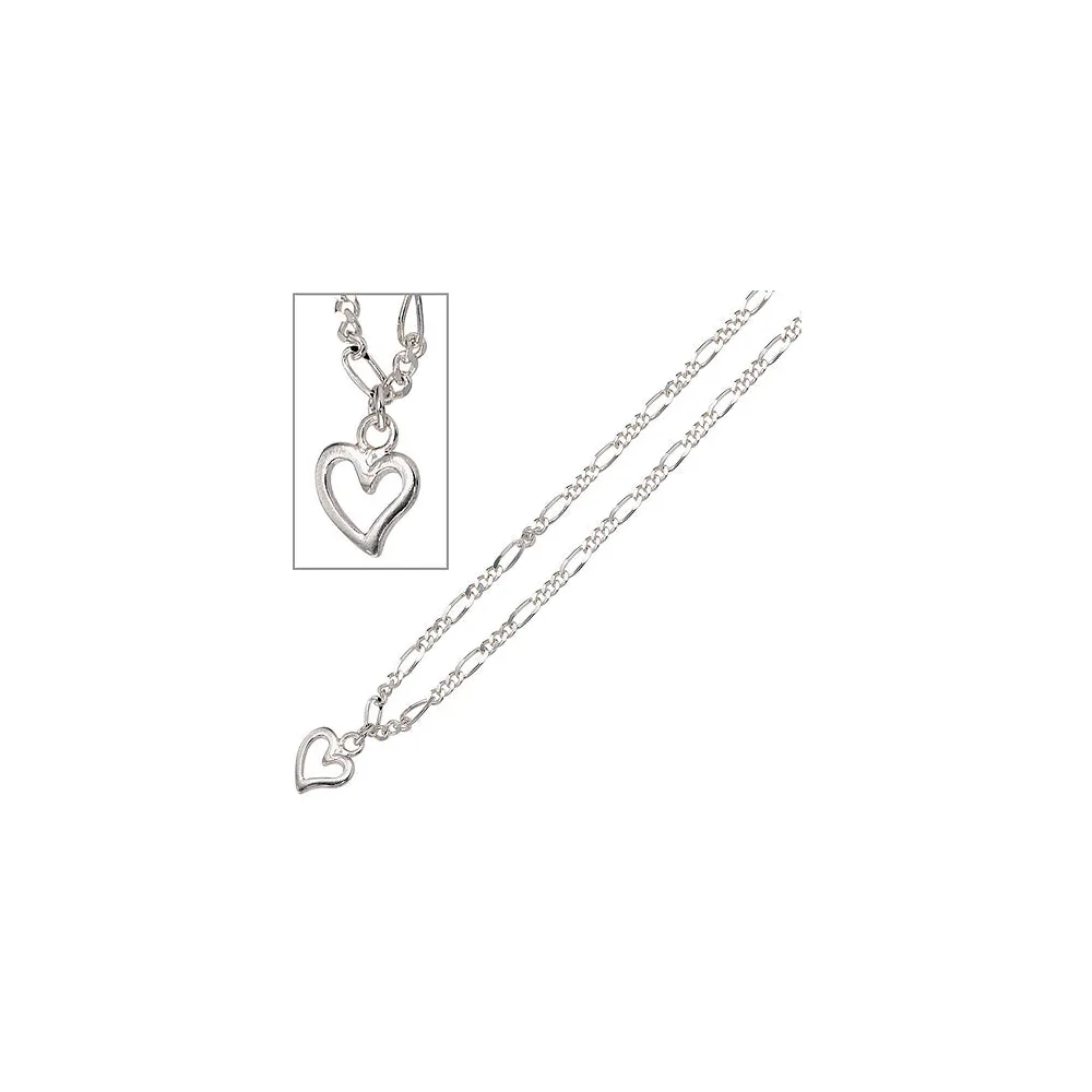 Fußkettchen Fußkette Herz 925 Sterling Silber Federring