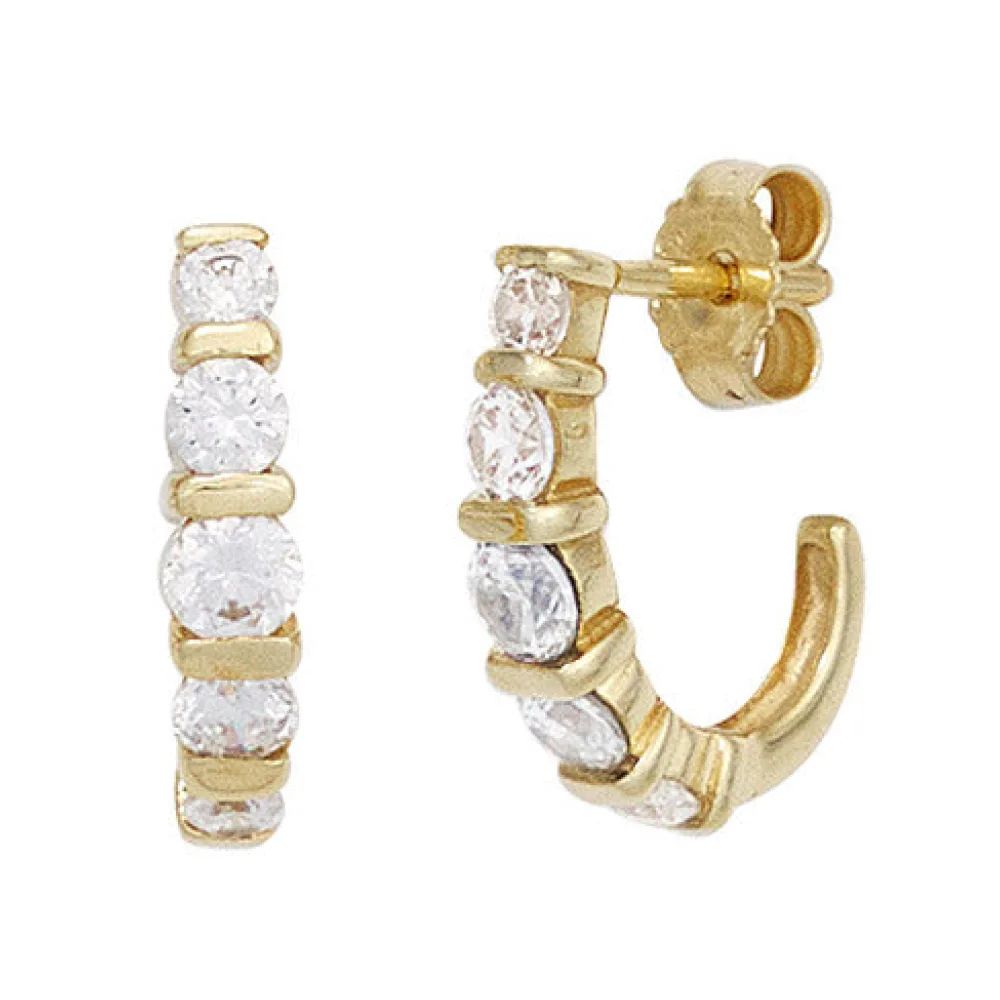 Halbcreolen 333 Gold Gelbgold 10 Zirkonia Ohrringe Creolen Goldohrringe