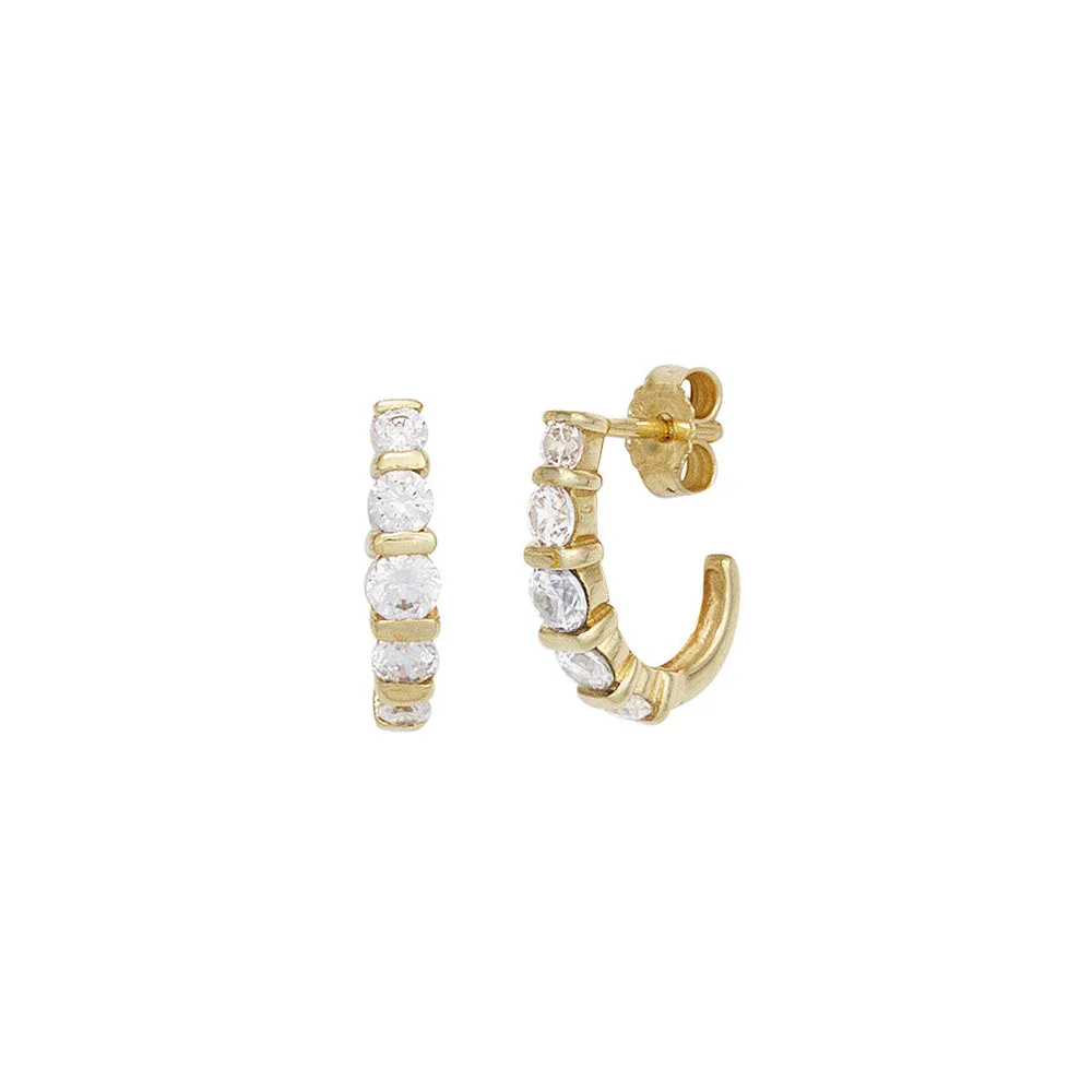 Halbcreolen 333 Gold Gelbgold 10 Zirkonia Ohrringe Creolen Goldohrringe