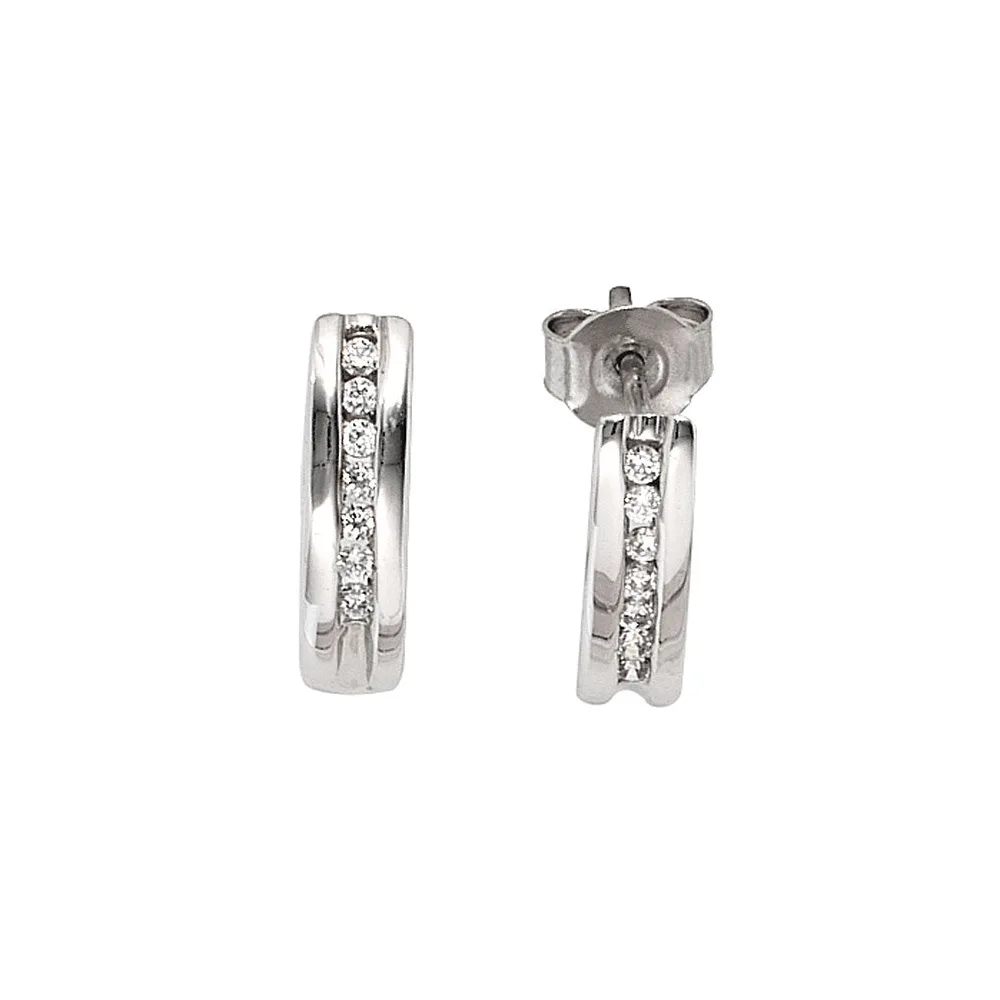 Halbcreolen 585 Gold Weißgold 14 Diamanten Brillanten 0 15ct. Ohrringe Creolen
