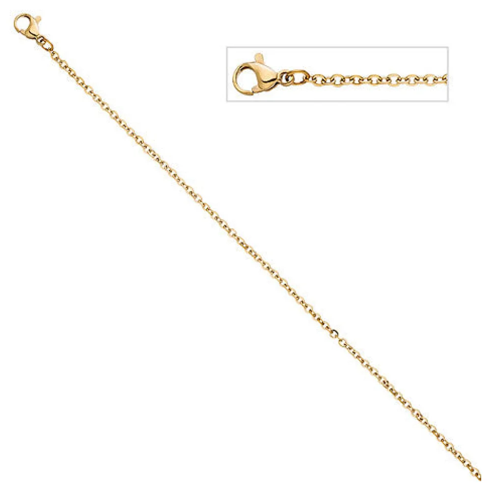 Halskette Edelstahl gelbgold farben beschichtet 1 9 mm 46 cm Kette Karabiner