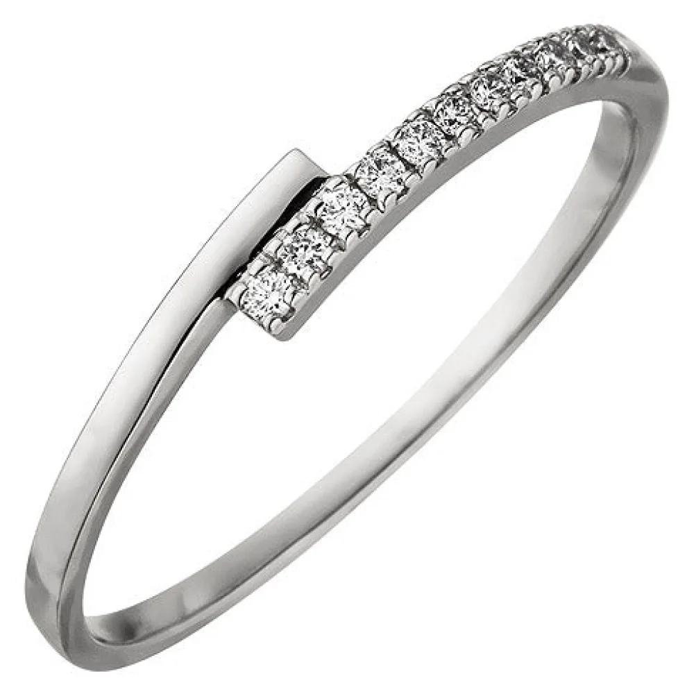 Damen Ring 585 Gold Weißgold 11 Diamanten Brillanten 0 08ct. Weißgoldring-58