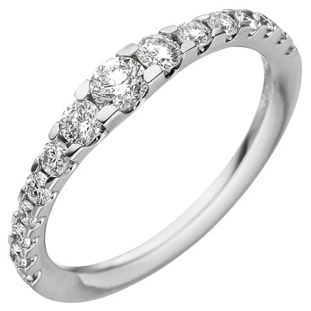 Damen Ring 585 Gold Weißgold 15 Diamanten Brillanten Weißgoldring Diamantring-58