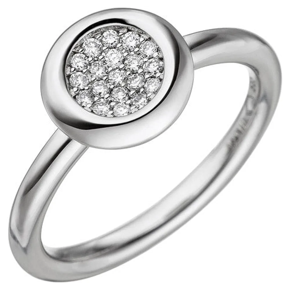 Damen Ring 585 Gold Weißgold 19 Diamanten Brillanten 0 15ct. Diamantring-58