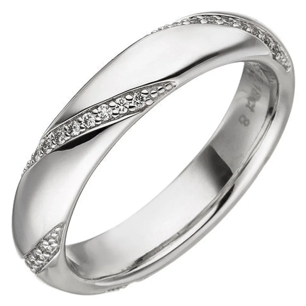 Damen Ring 585 Gold Weißgold 40 Diamanten Brillanten 0 18ct. Weißgoldring-54