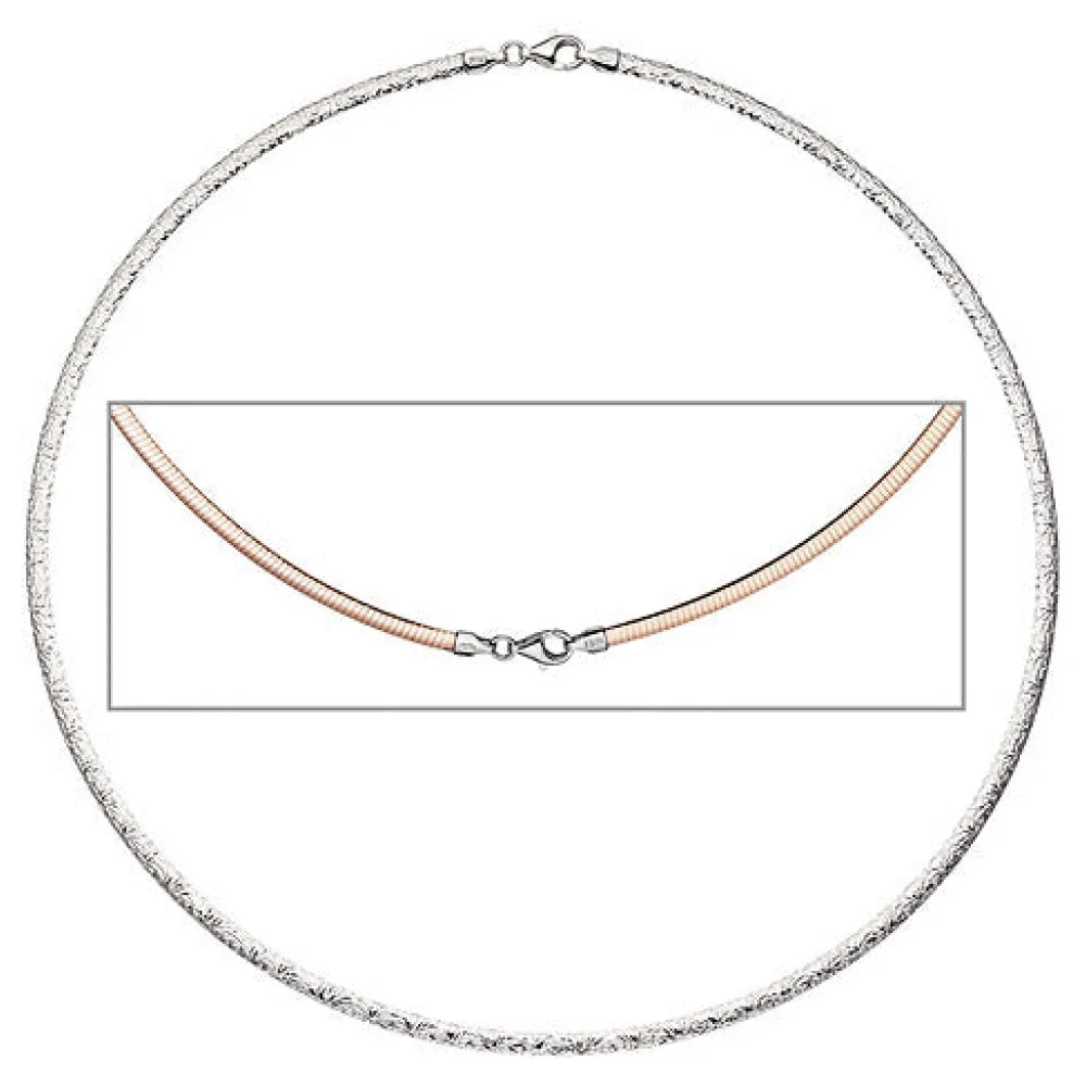 Halsreif Halskette Collier 925 Silber rotgold vergoldet beidseitig tragbar 45 cm