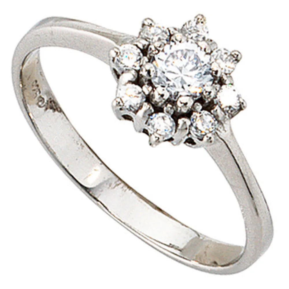 Damen Ring 925 Sterling Silber rhodiniert mit Zirkonia Silberring-56