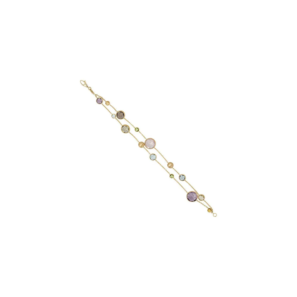 Armband 585 Gold Gelbgold mattiert mit Edelsteinen Goldarmband Karabiner