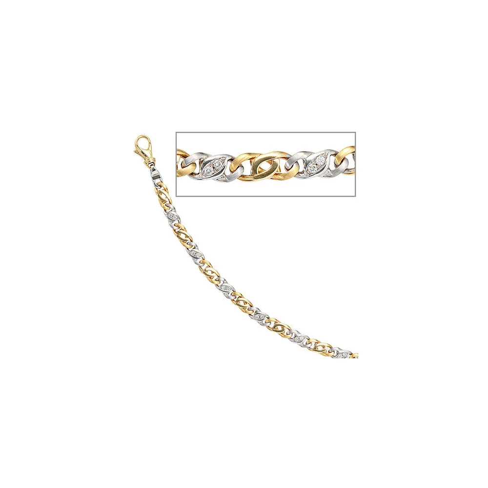 Armband 585 Gold Gelbgold Weißgold bicolor 16 Diamanten Brillanten 18 5 cm