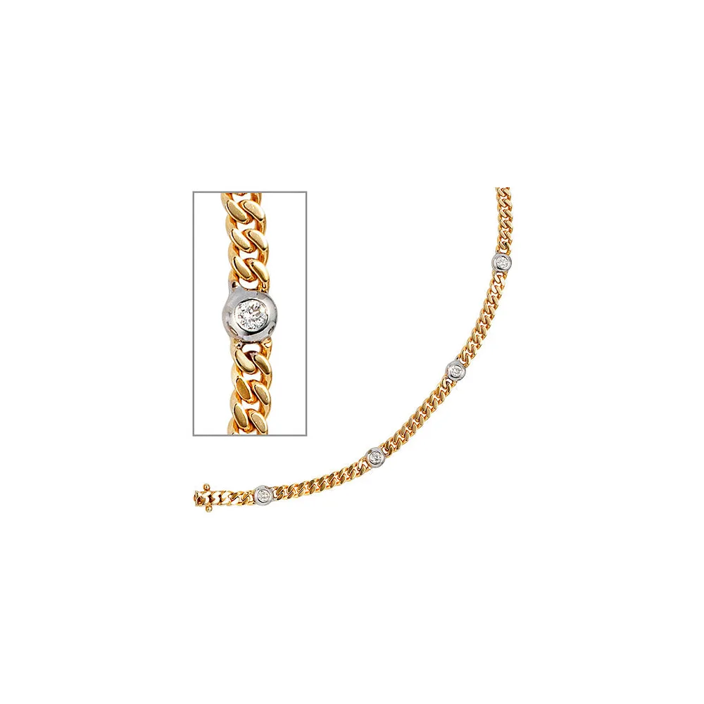 Armband 585 Gold Gelbgold Weißgold bicolor 6 Diamanten Brillanten 19 cm