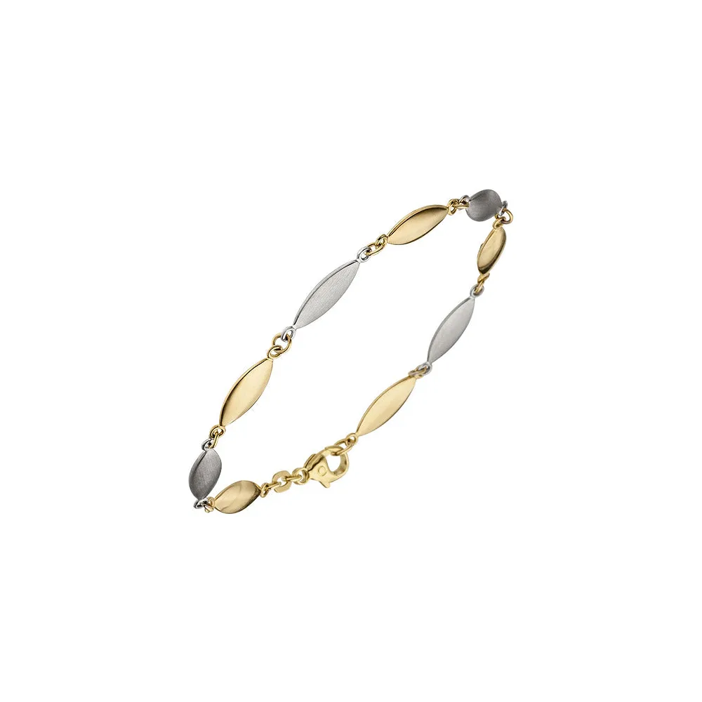 Armband 585 Gold Gelbgold Weißgold bicolor matt 19 5 cm Goldarmband