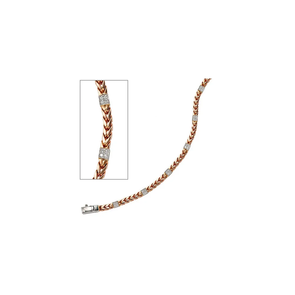 Armband 585 Gold Rotgold Weißgold bicolor 28 Diamanten Brillanten 19 cm