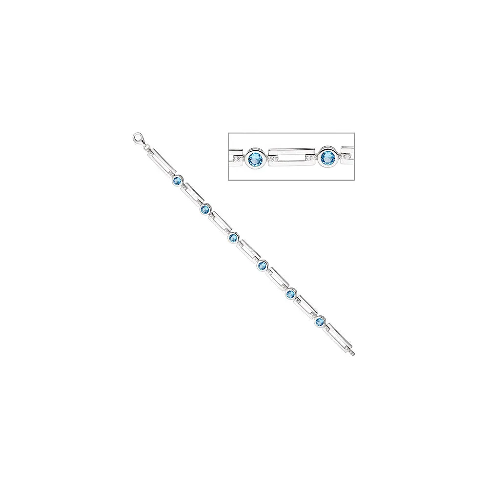 Armband 925 Sterling Silber mit Zirkonia hellblau und weiß 19 cm Silberarmband