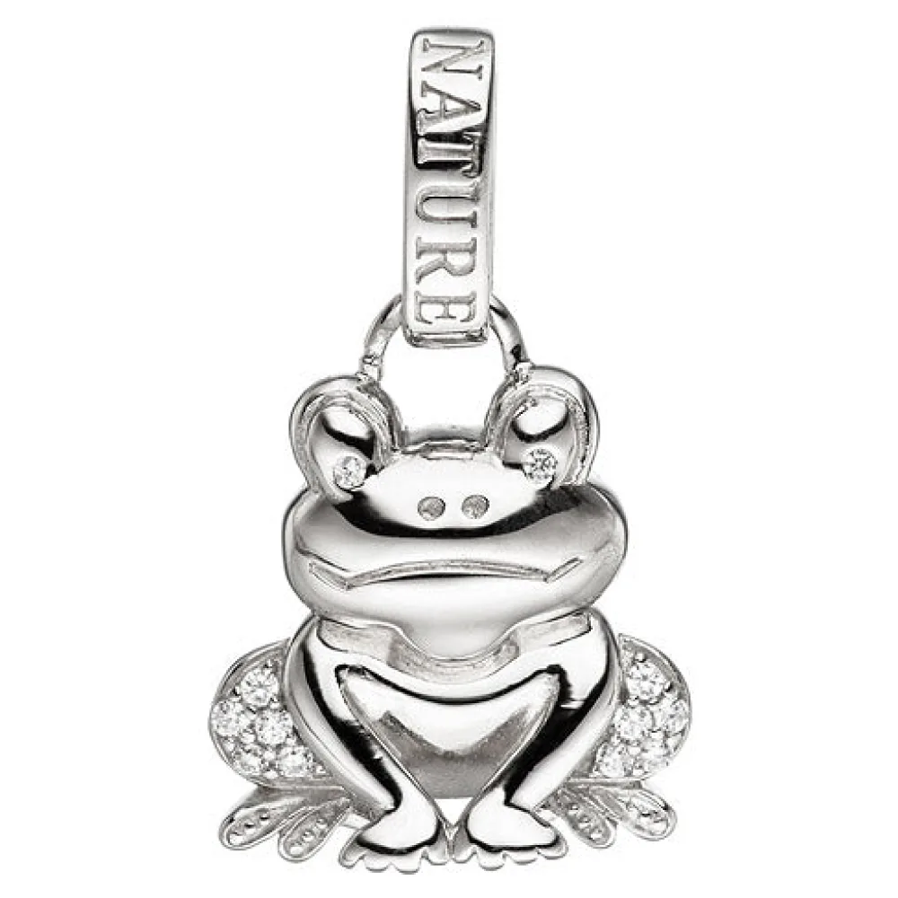 Anhänger Frosch 925 Sterling Silber mit Zirkonia Silberanhänger Kröte