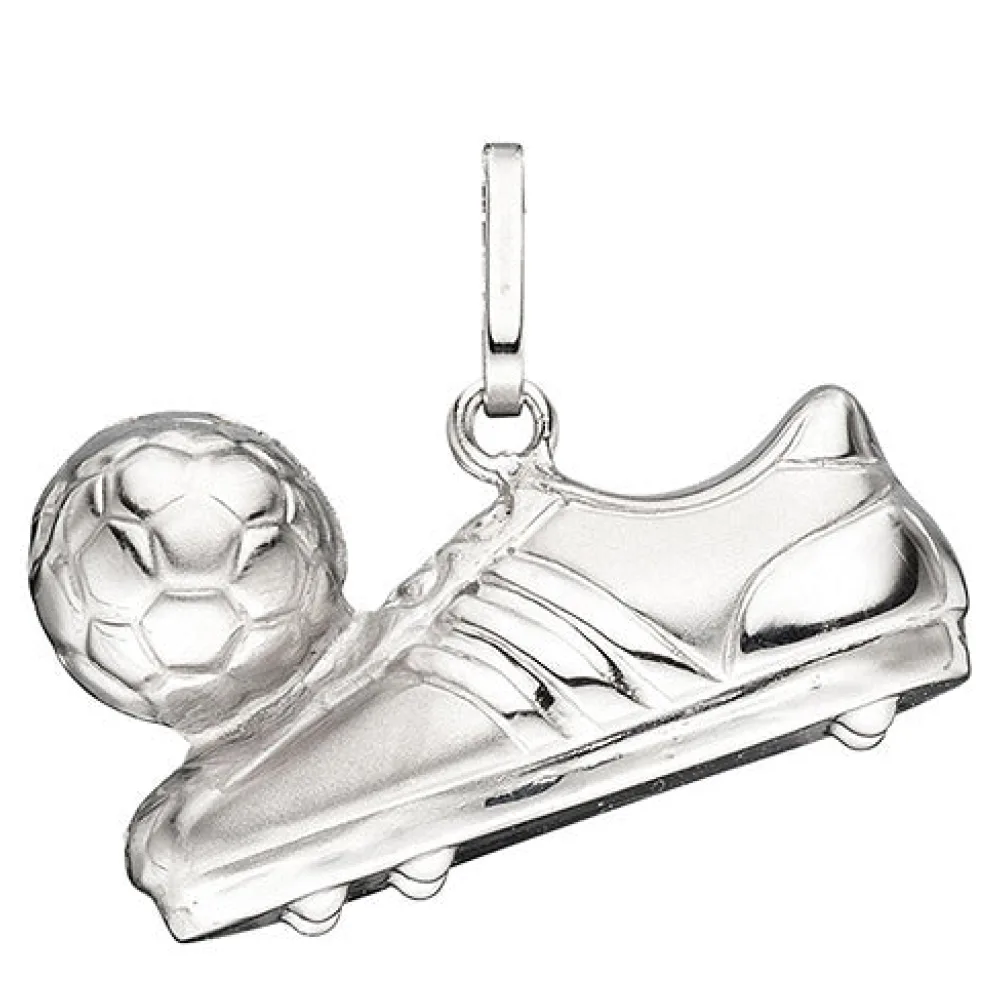 Anhänger Fußball Fußballschuh mit Ball 925 Sterling Silber mattiert