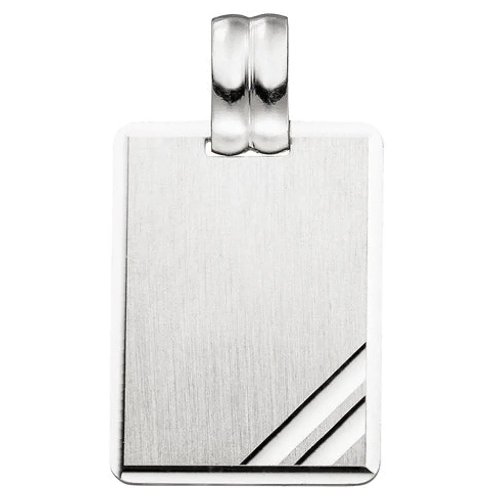 Anhänger Gravur Gravurplatte eckig viereckig 925 Sterling Silber matt mattiert