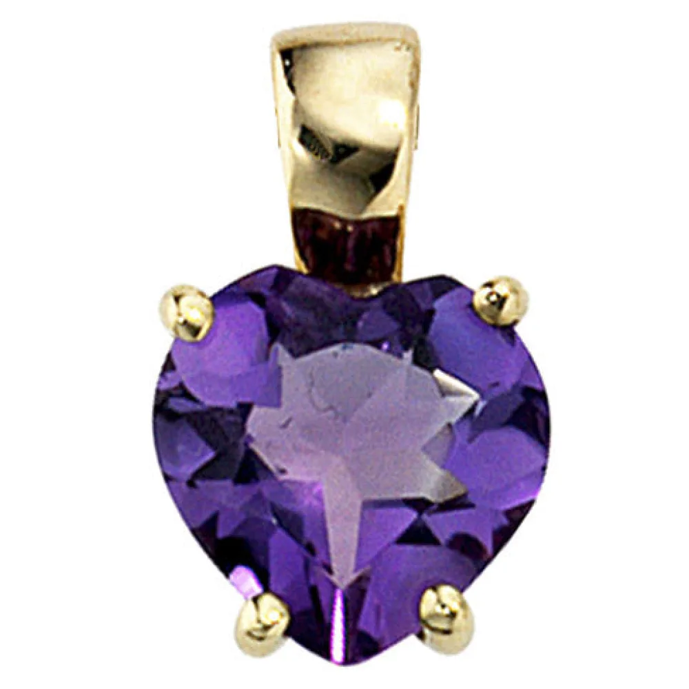 Anhänger Herz 333 Gold Gelbgold 1 Amethyst lila violett Herzanhänger