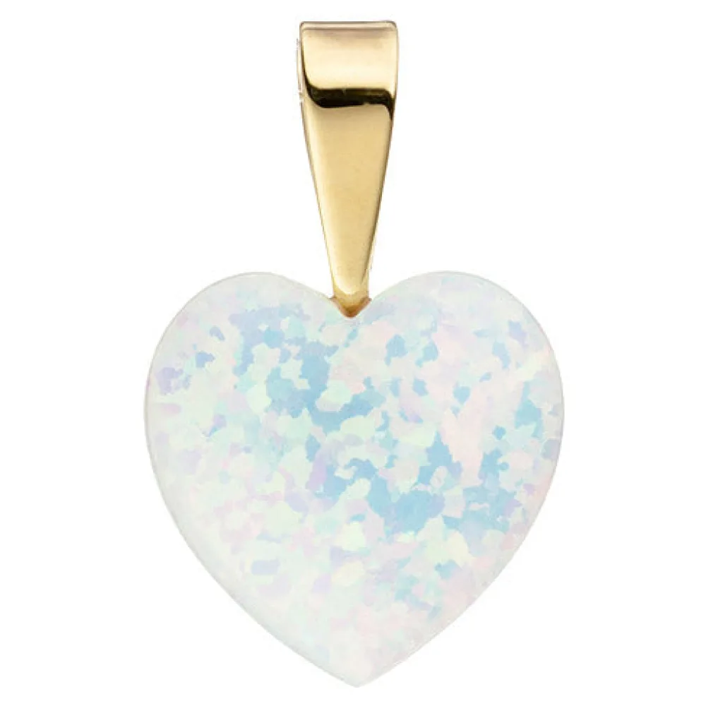 Anhänger Herz 333 Gold Gelbgold 1 Opal Herzanhänger Goldanhänger