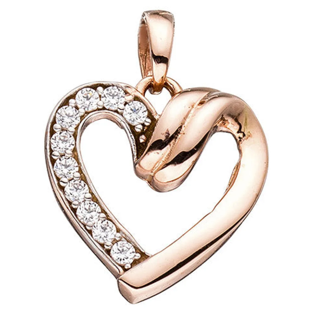 Anhänger Herz 333 Gold Rotgold mit Zirkonia Herzanhänger