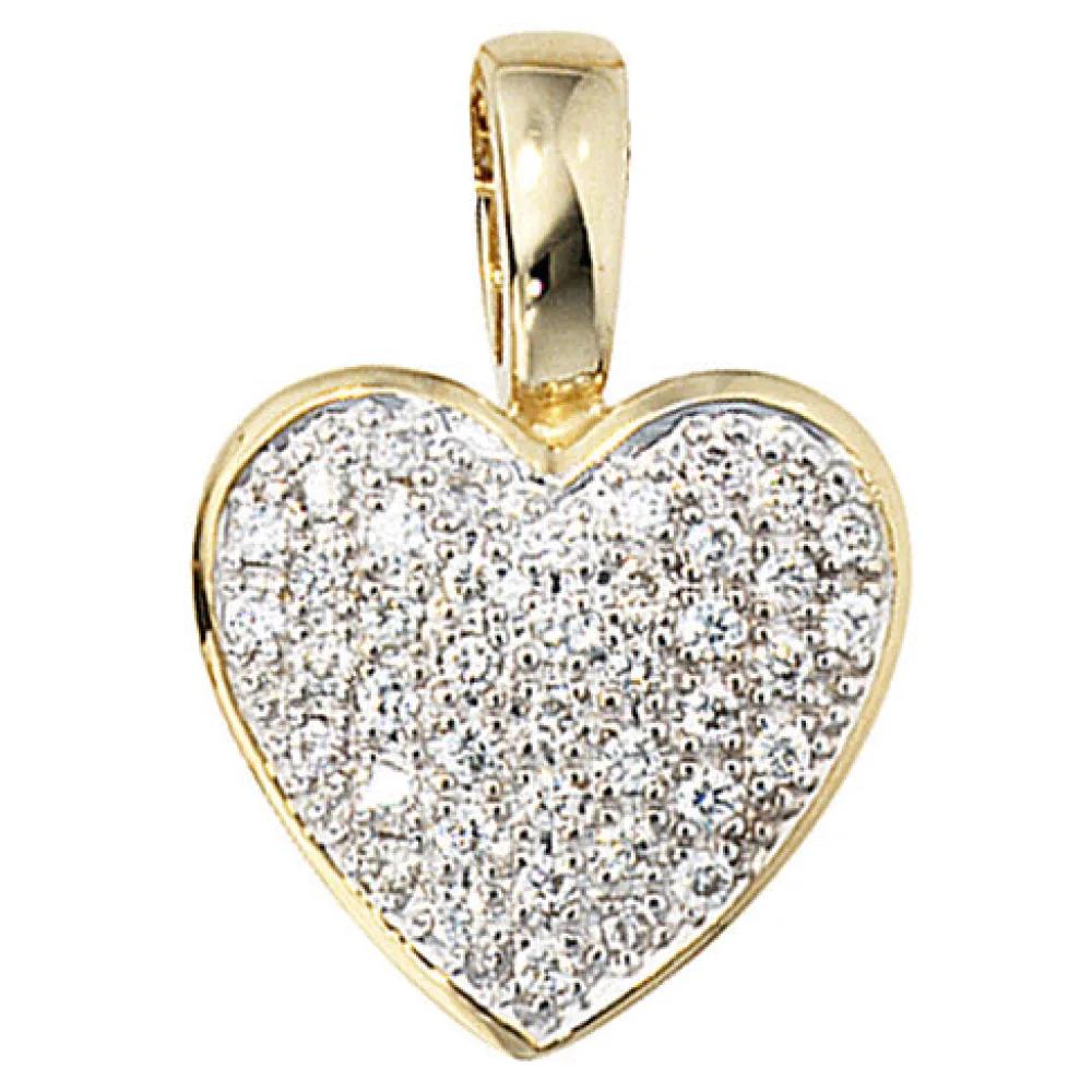 Anhänger Herz 585 Gold Gelbgold 42 Diamanten Brillanten 0 25ct. Herzanhänger