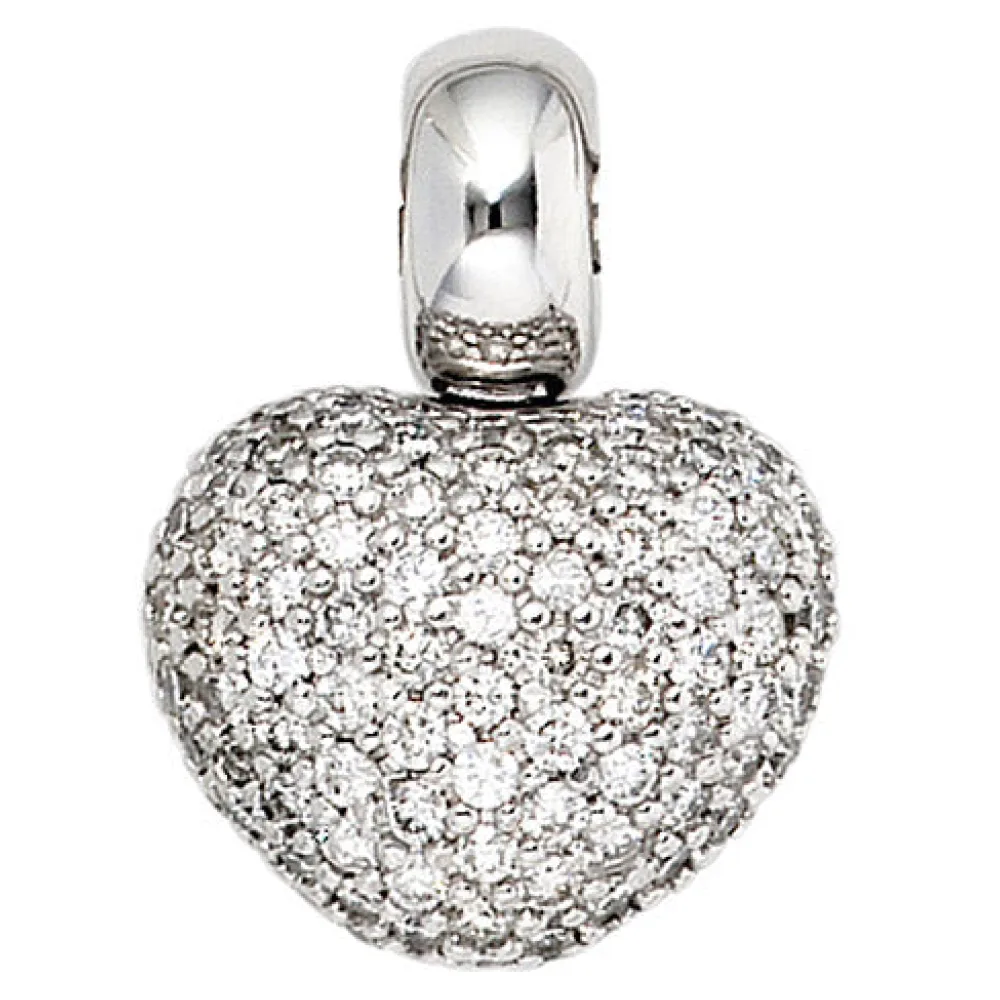 Anhänger Herz 585 Gold Weißgold 107 Diamanten Brillanten Herzanhänger