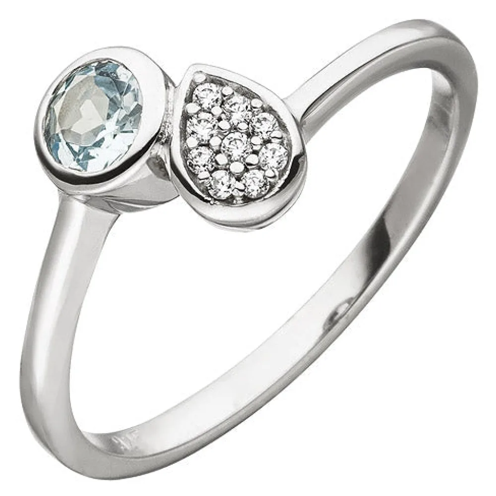 Damen Ring 925 Silber 1 Blautopas hellblau blau 9 Zirkonia-56