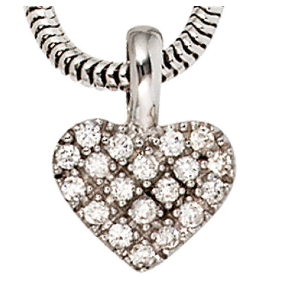 Anhänger Herz 585 Gold Weißgold 19 Diamanten Brillanten Diamantenanhänger