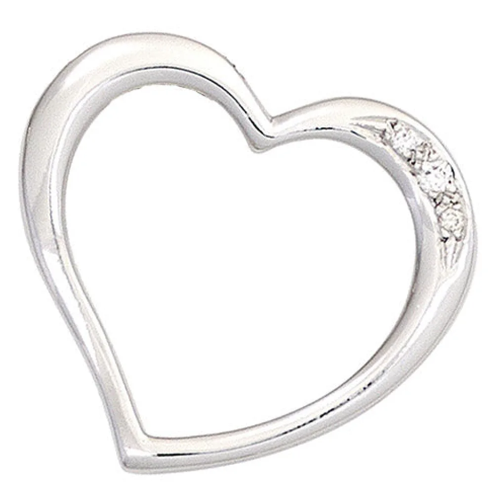 Anhänger Herz 585 Gold Weißgold 3 Diamanten Brillanten 0 03ct. Herzanhänger