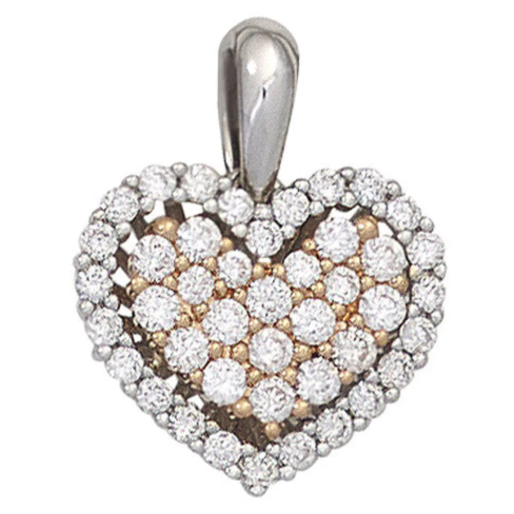 Anhänger Herz 585 Gold Weißgold Rotgold bicolor 43 Diamanten Brillanten