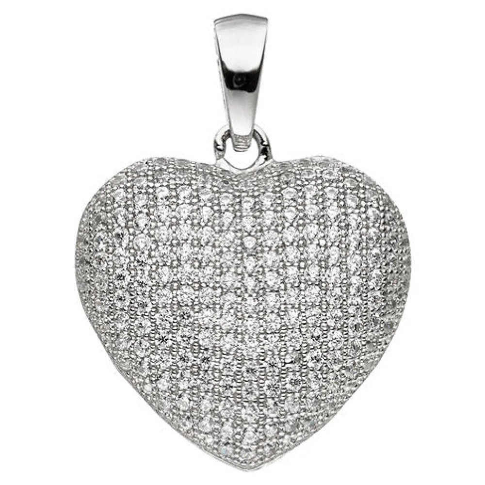Anhänger Herz 925 Sterling Silber mit Zirkonia Herzanhänger Silberanhänger