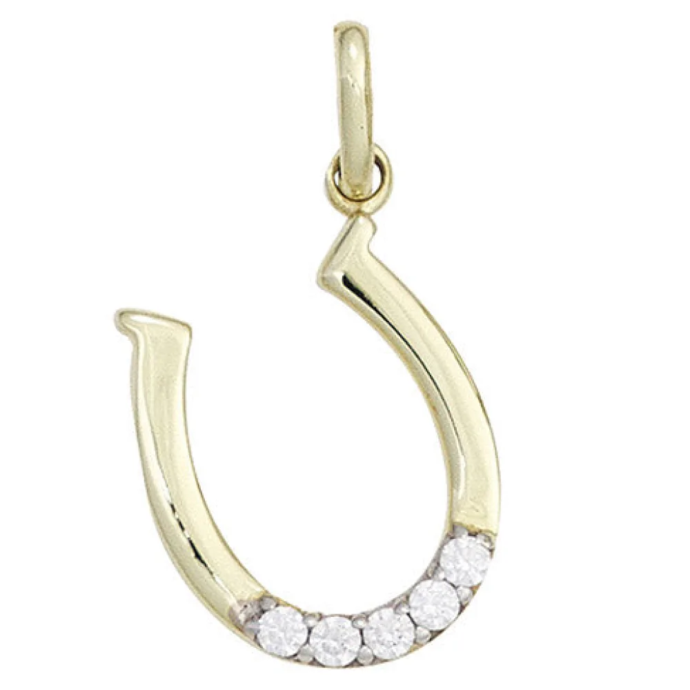 Anhänger Hufeisen 333 Gold Gelbgold bicolor 5 Zirkonia