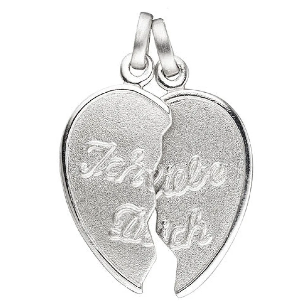 Anhänger Ich Liebe Dich / geteiltes Herz 925 Sterling Silber Partneranhänger